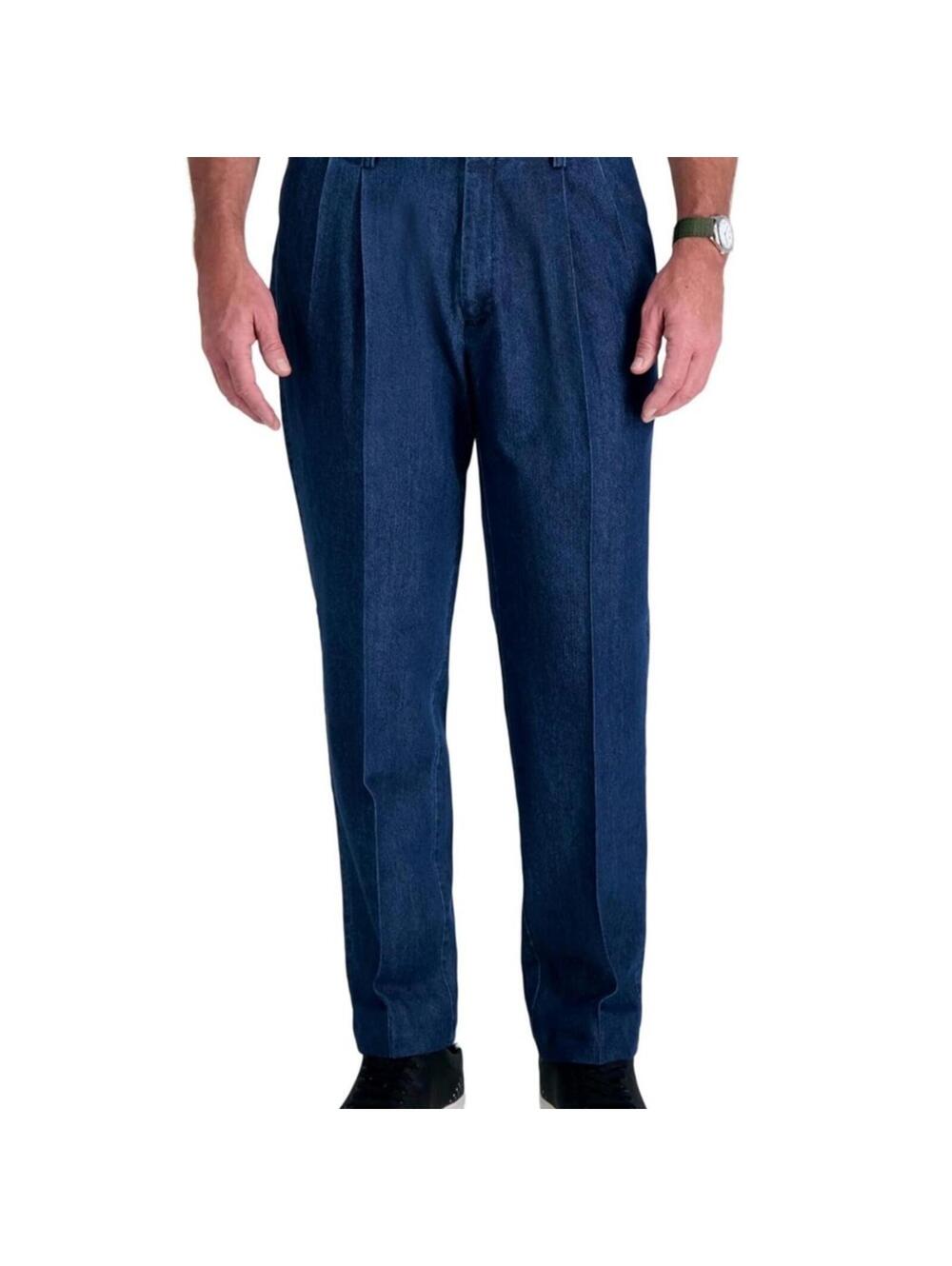 Haggar Pleated Classic Premium Stretch Denim Pants 38W x 30L